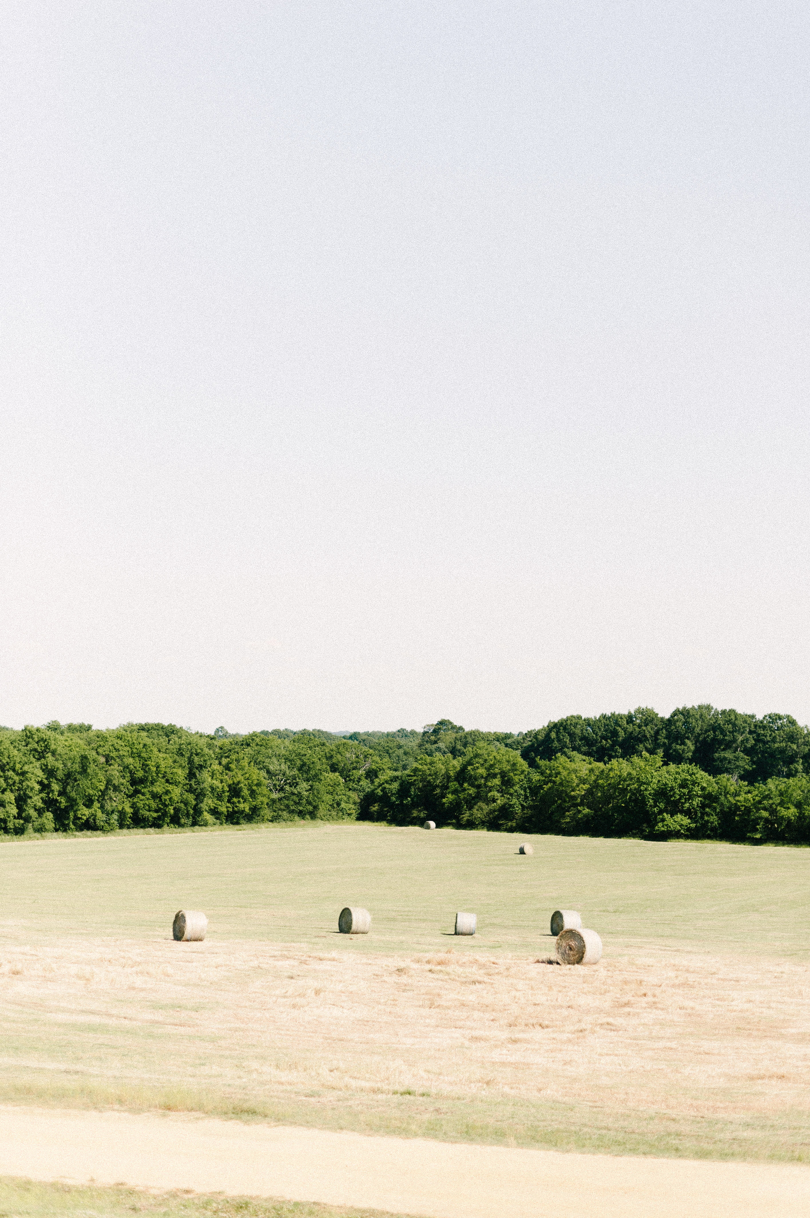 Super pretty ethereal landscape photo of country scenery and hay bales in Montgomery, AL