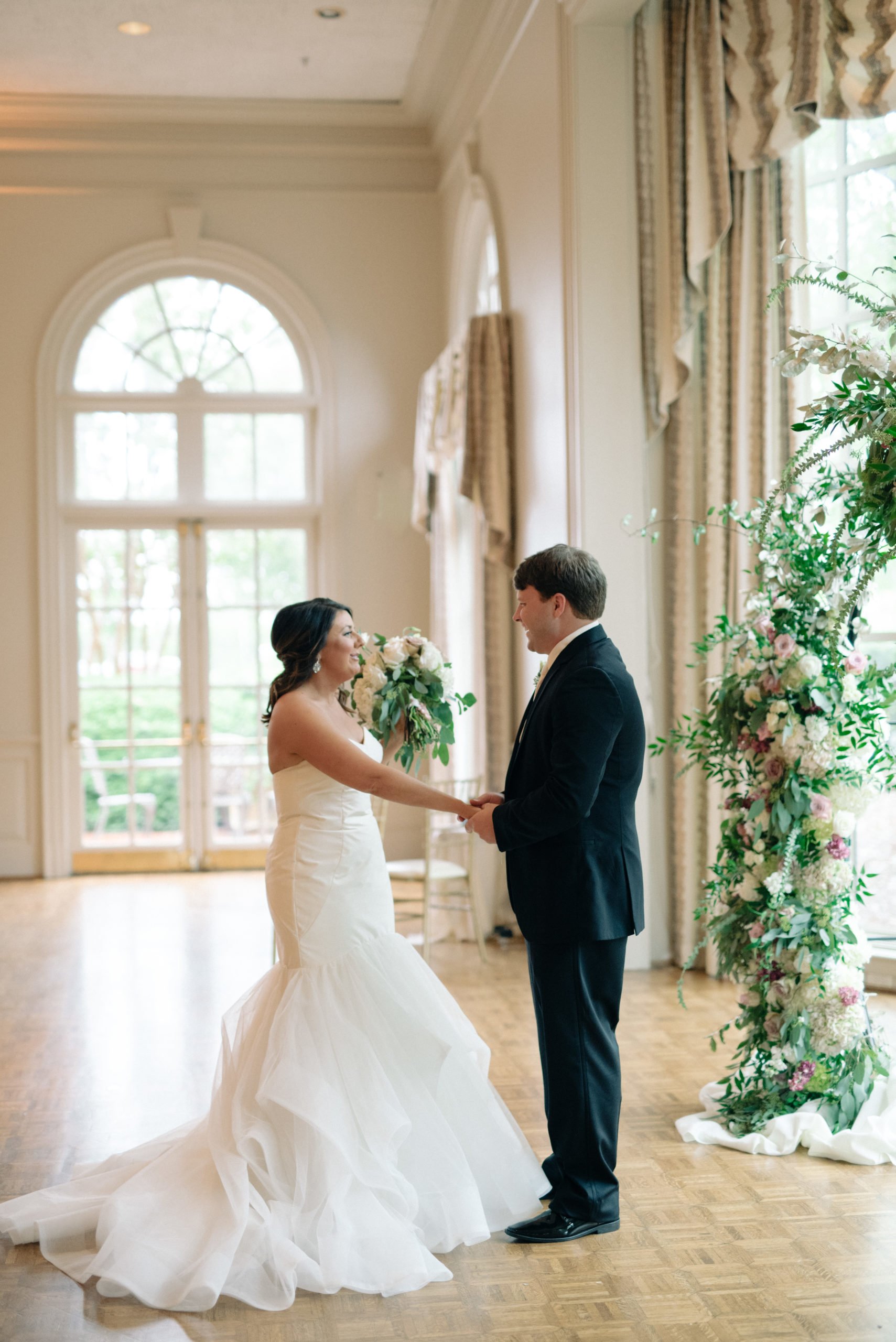 Vestavia Hills Country Club bride and groom first look by Olivia Joy Photography
