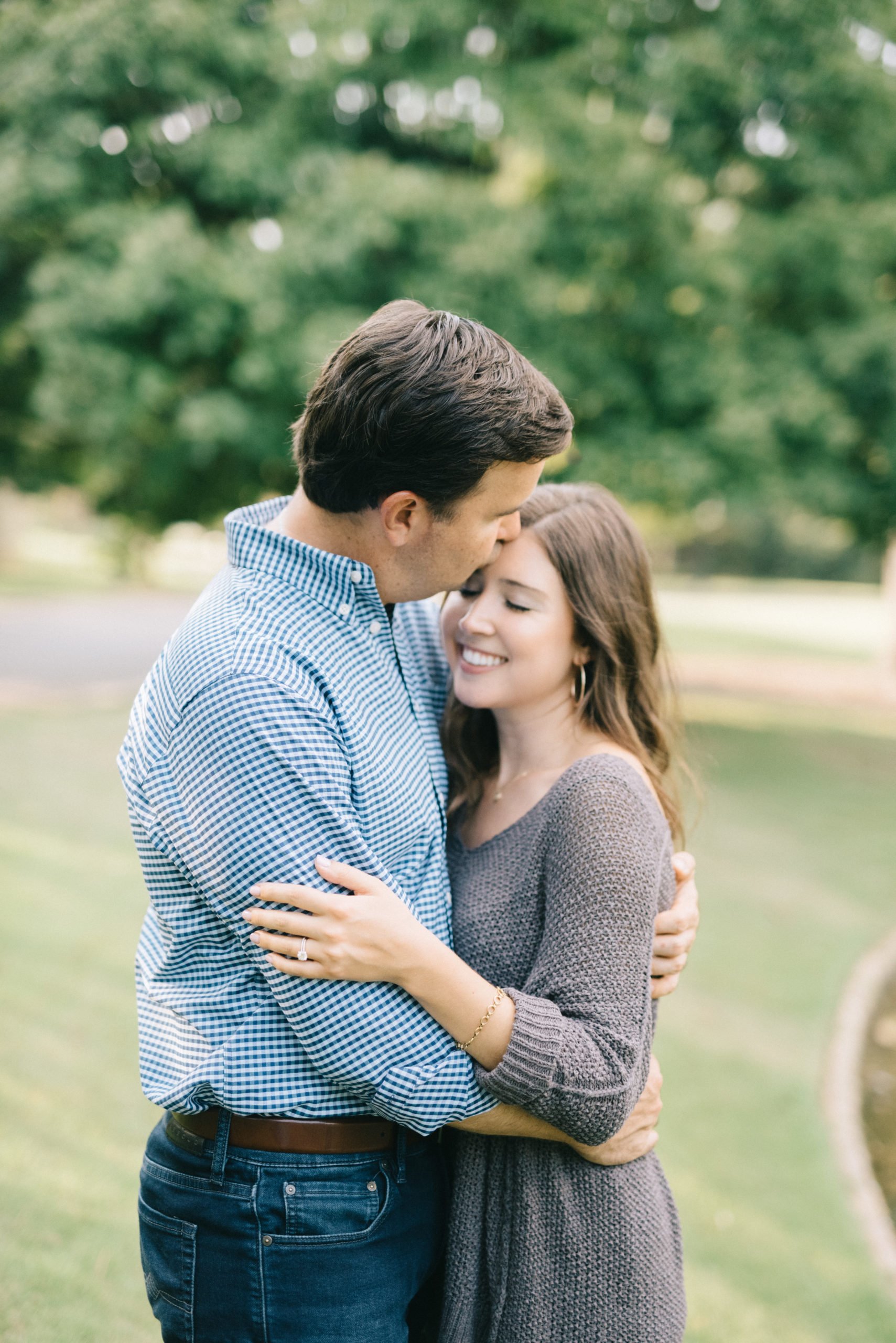 Sweet posing for engaged couple in Mountain Brook Alabama