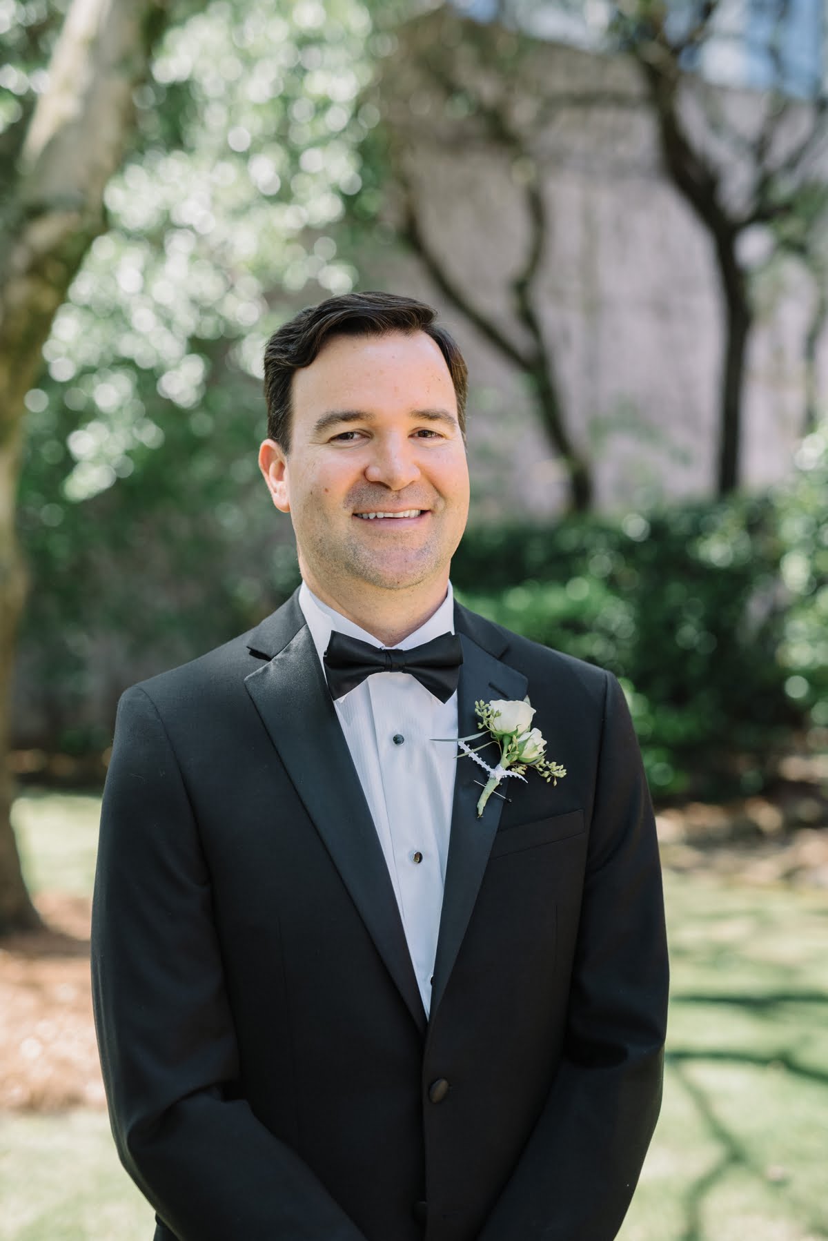 April Wedding Groom at Cathedral of St Paul in Birmingham Alabama