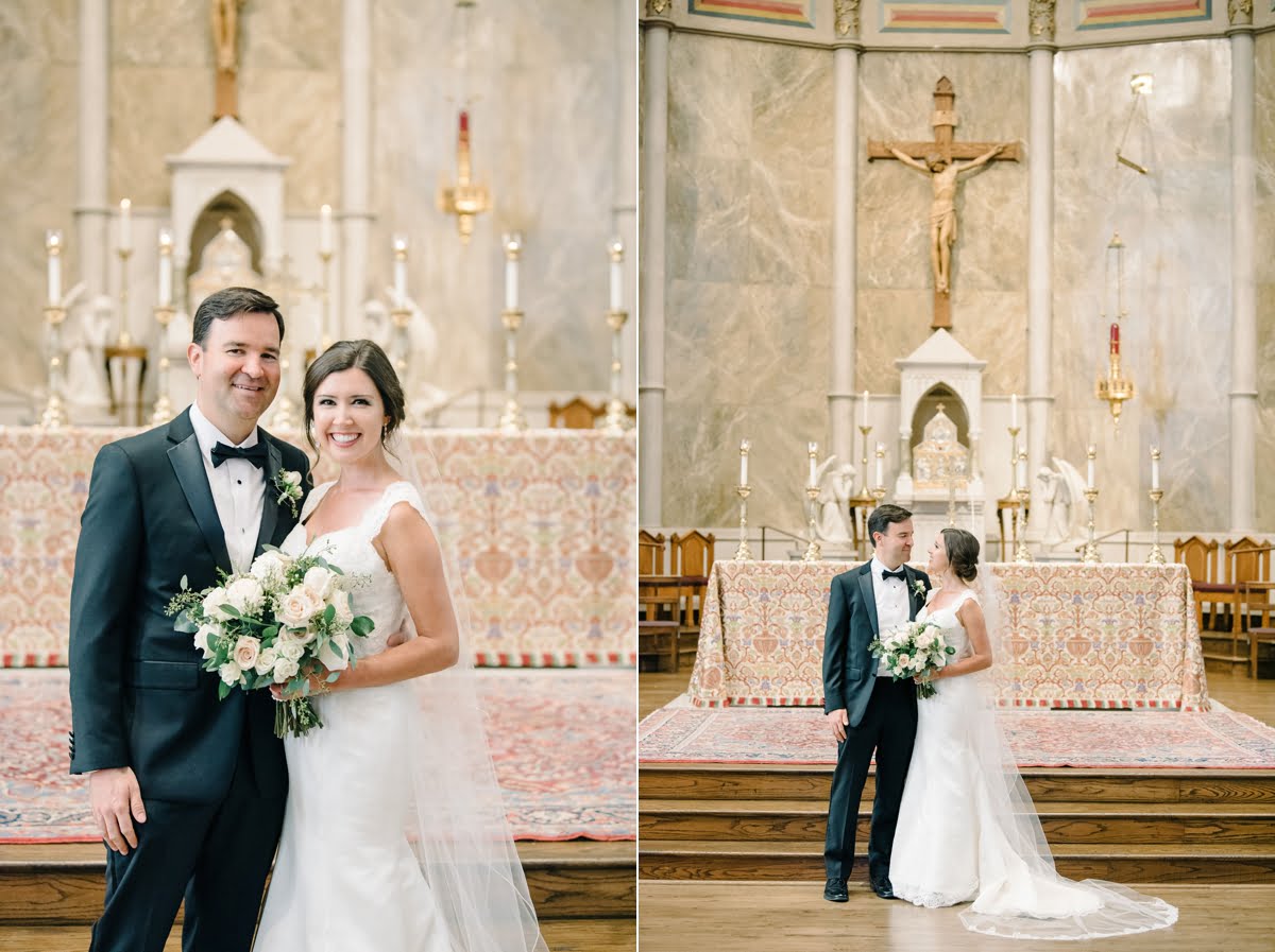 Indoor wedding portraits at Cathedral of St Paul's in downtown Birmingham, AL