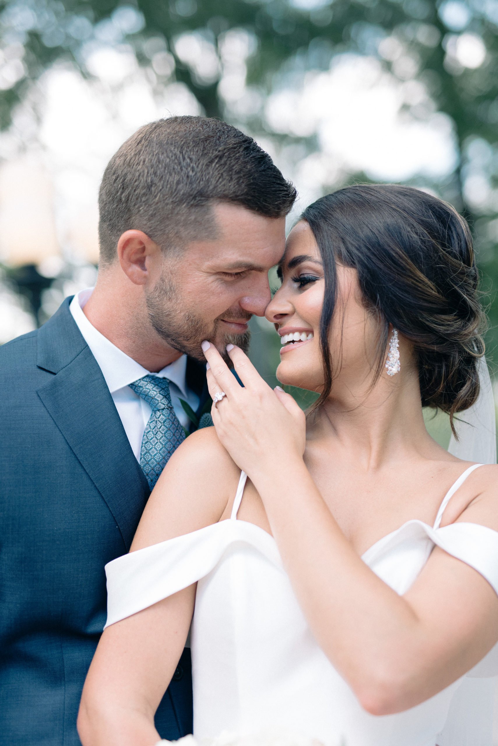 Beautiful wedding portraits for married couple at Oak Island Mansion in Alabama