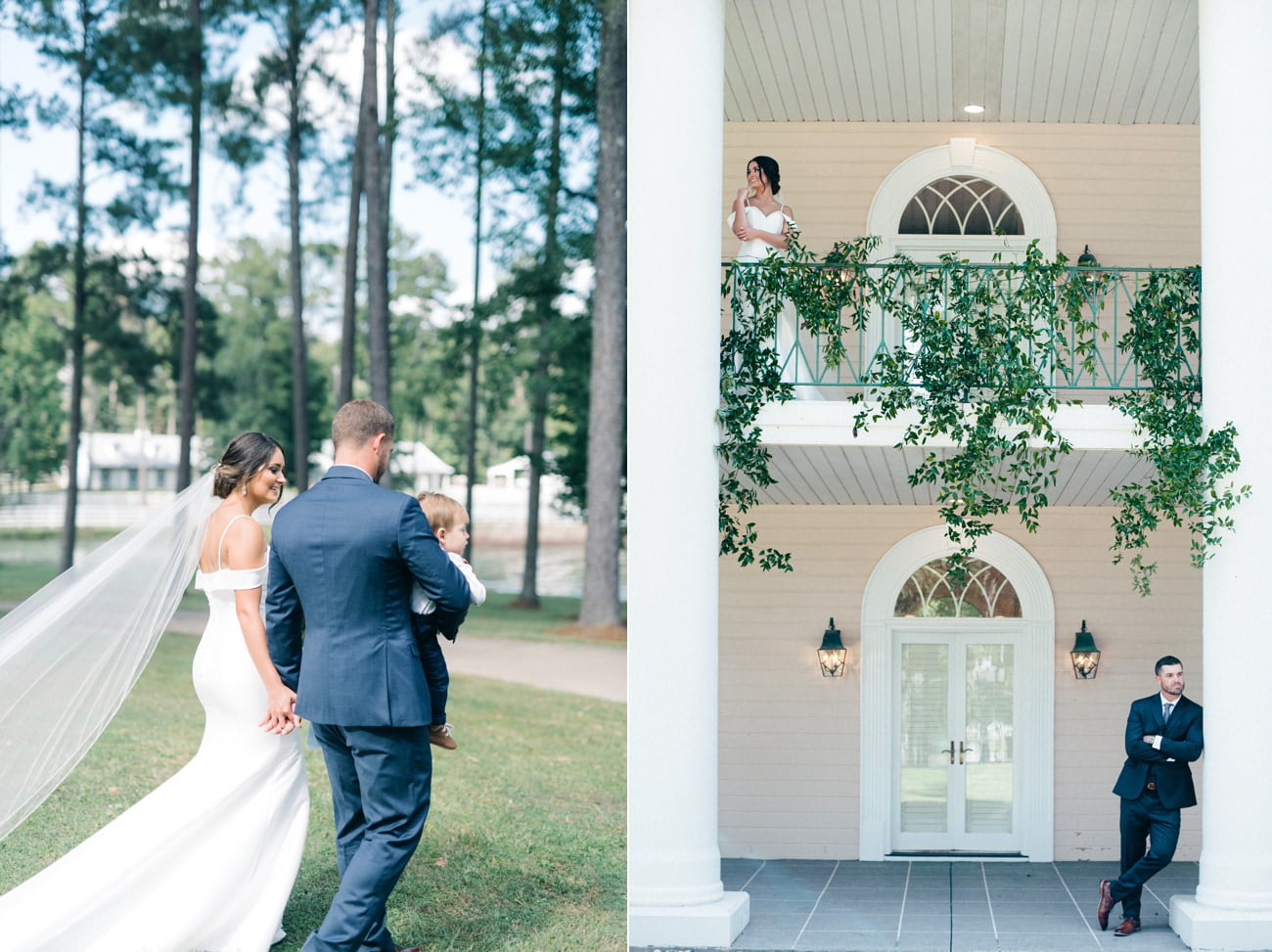 Wedding photos for couple at Oak Island Mansion in Alabama