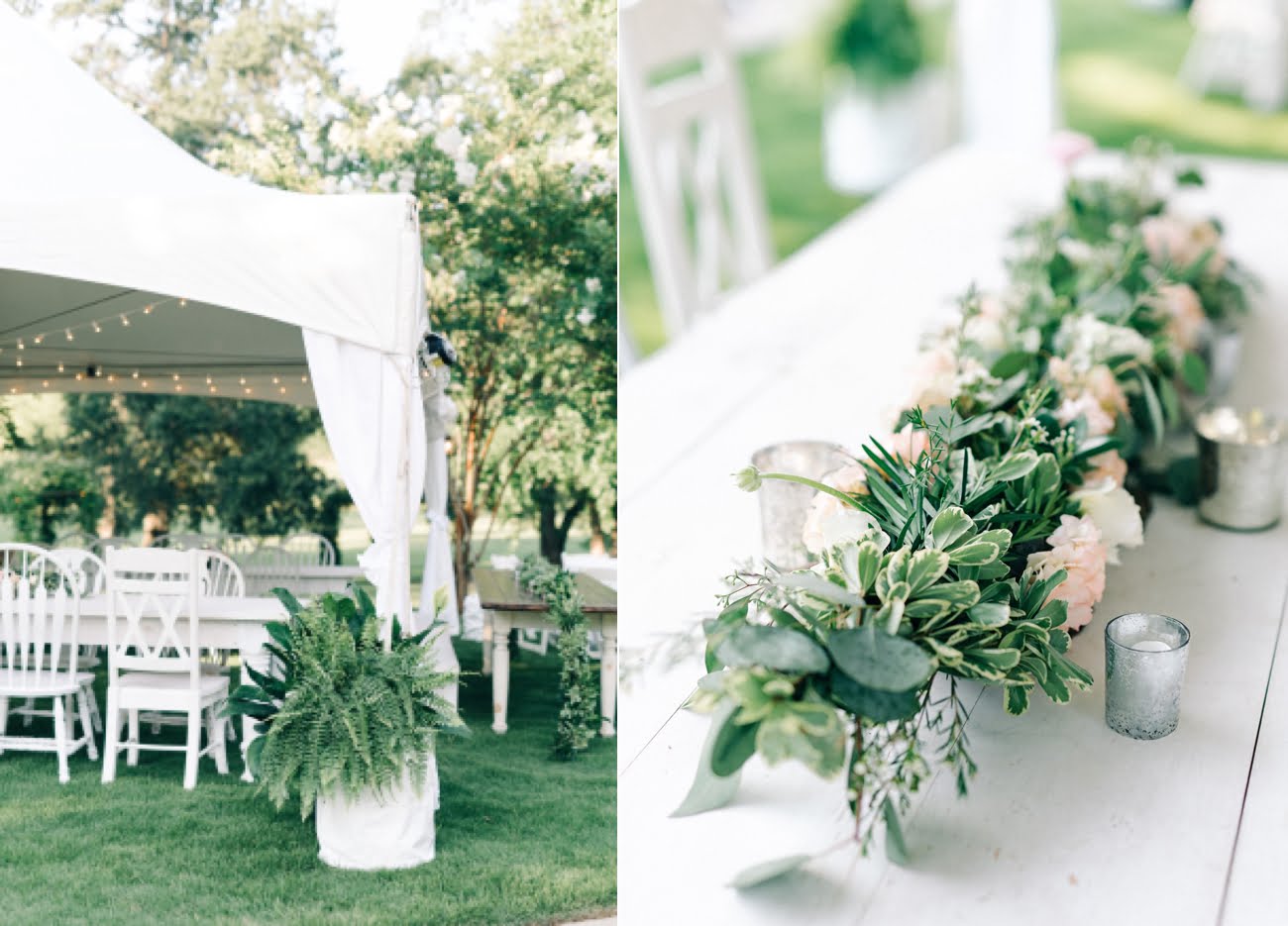 Flowers and plants for tented wedding in Tuscaloosa, AL