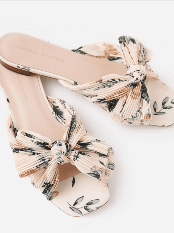 Floral flat wedding day shoes